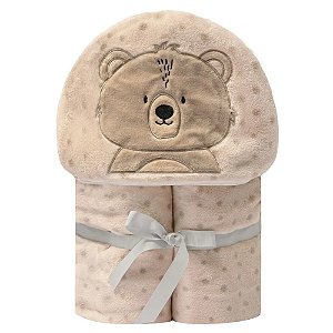 Cobertor Bordado de Microfibra Papi Friends Com Capuz - Urso Ted